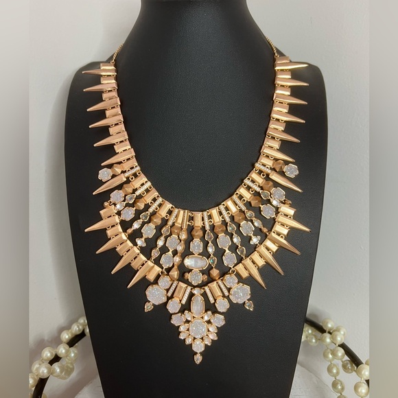 Kendra Scott Seraphina Rose Gold Statement Necklace w/Druzy D16 - Picture 1 of 3